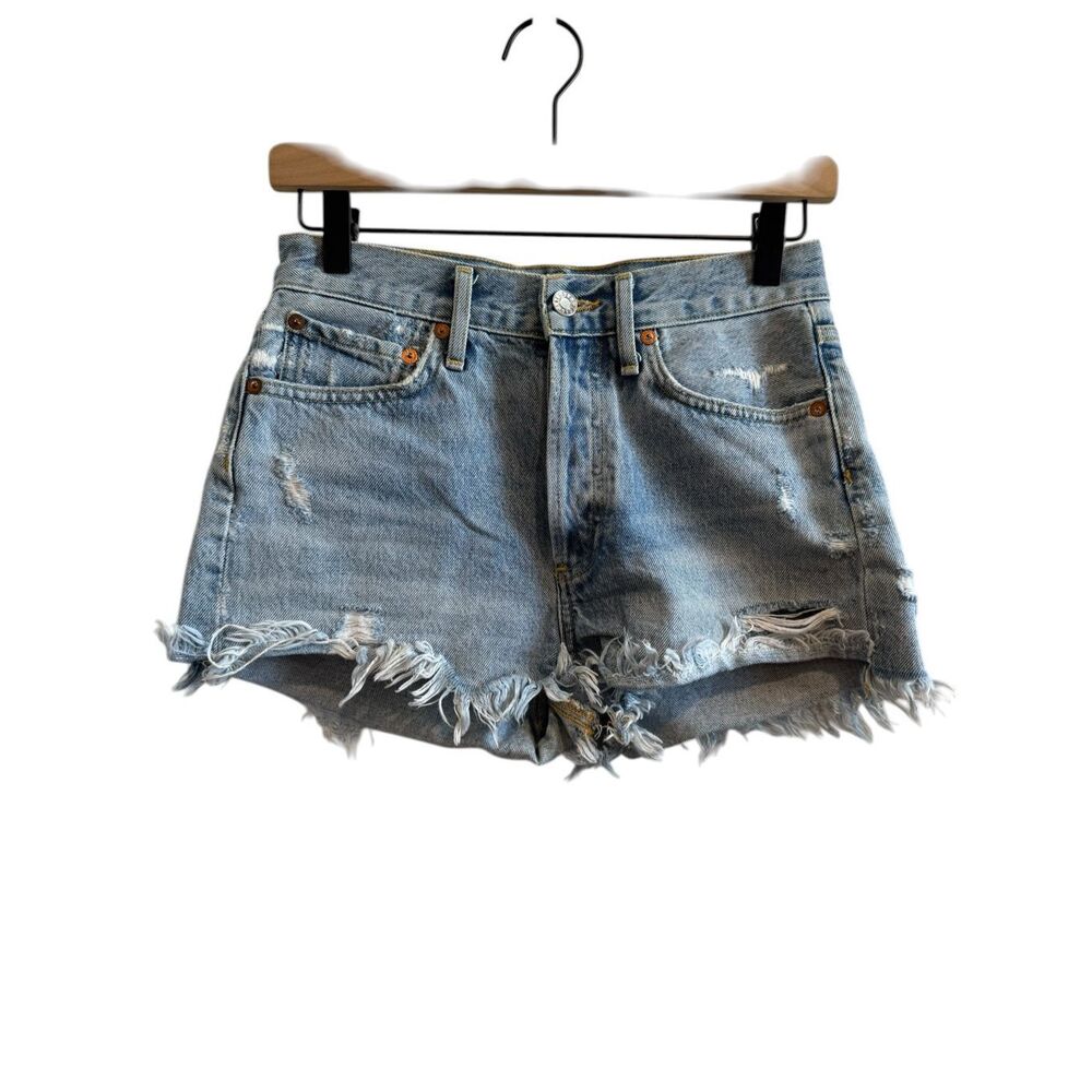 Agolde Parker Button Fly Cut Off Denim Shorts Size 24
